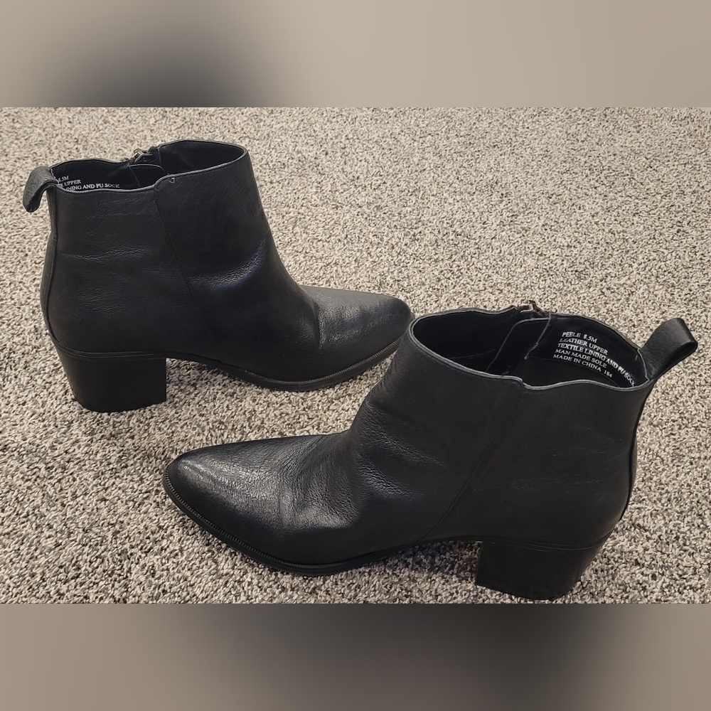 Steve Madden Peele Ankle Boots Womens Size 8.5 Black Leather Casual Zip